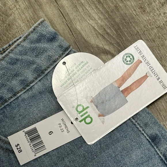 Womens Dip 6 Small Skirt Denim Jean Jeans Faded Navy Blue Straight Distressed - Picture 6 of 10